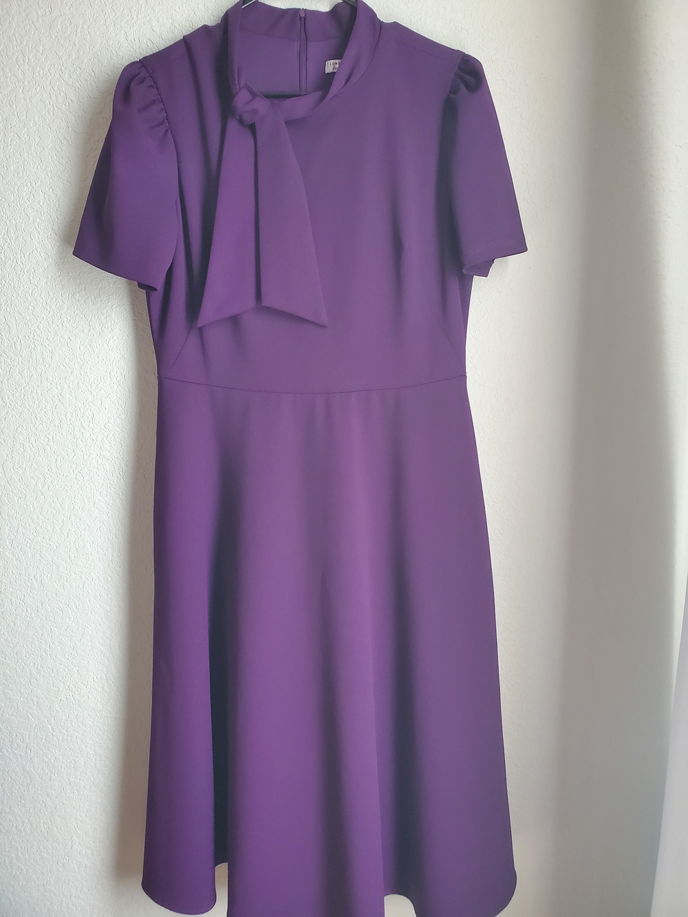 London Style Collection Purple Tie-Neck Midi Dress